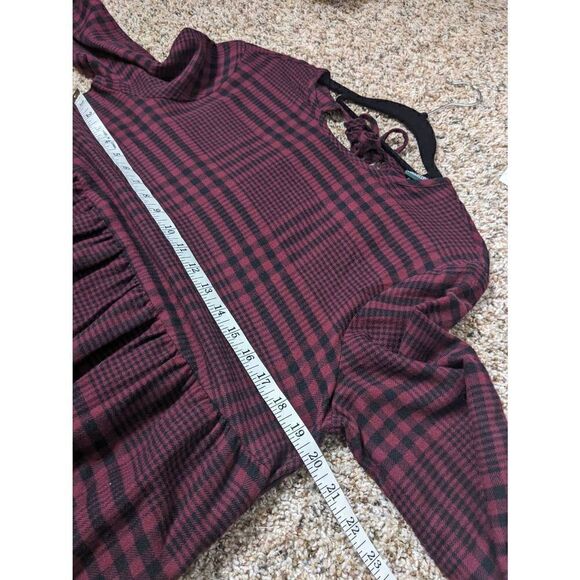 Wild Fable Red Plaid Babydoll Dress Small - Picture 9 of 10